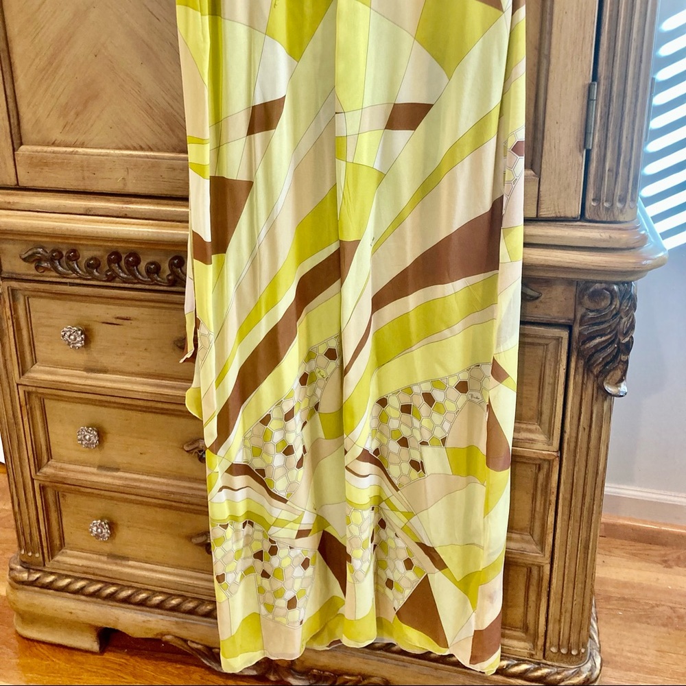 EMILIO PUCCI 1990's Geometric Print Silk Jersey Chiffon Maxi Dress - Picture 14 of 16